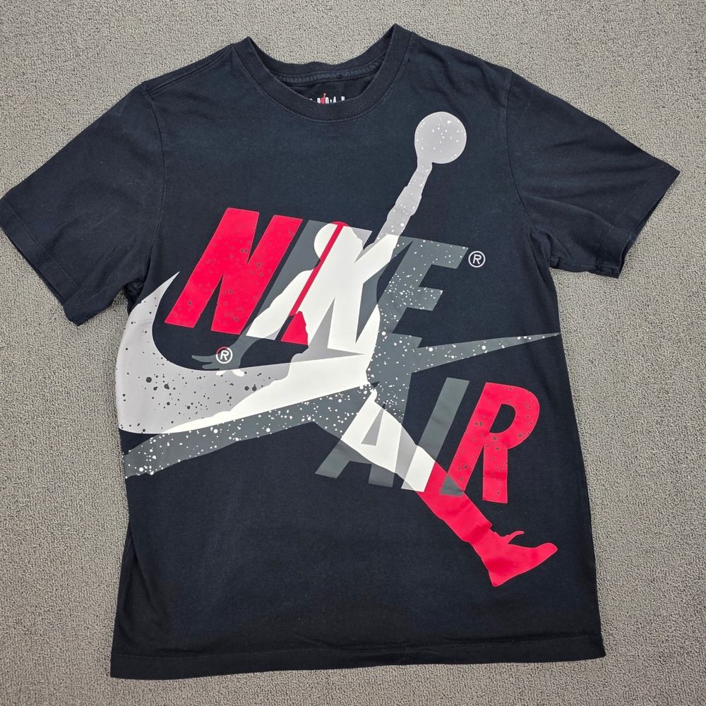 Jordan Mens‎ Graphic T-Shirt Black Nike Air Jumpman Logo Cotton Tee Size M
